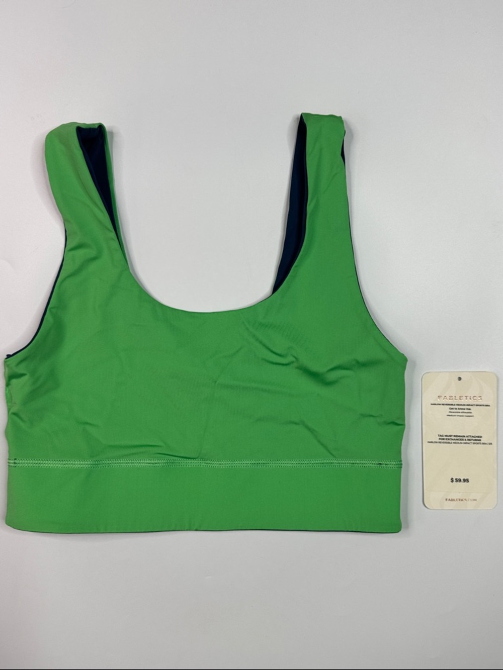 Fabletics Harlow Reversible Medium Impact Sports Bra Green Blue Size Small
